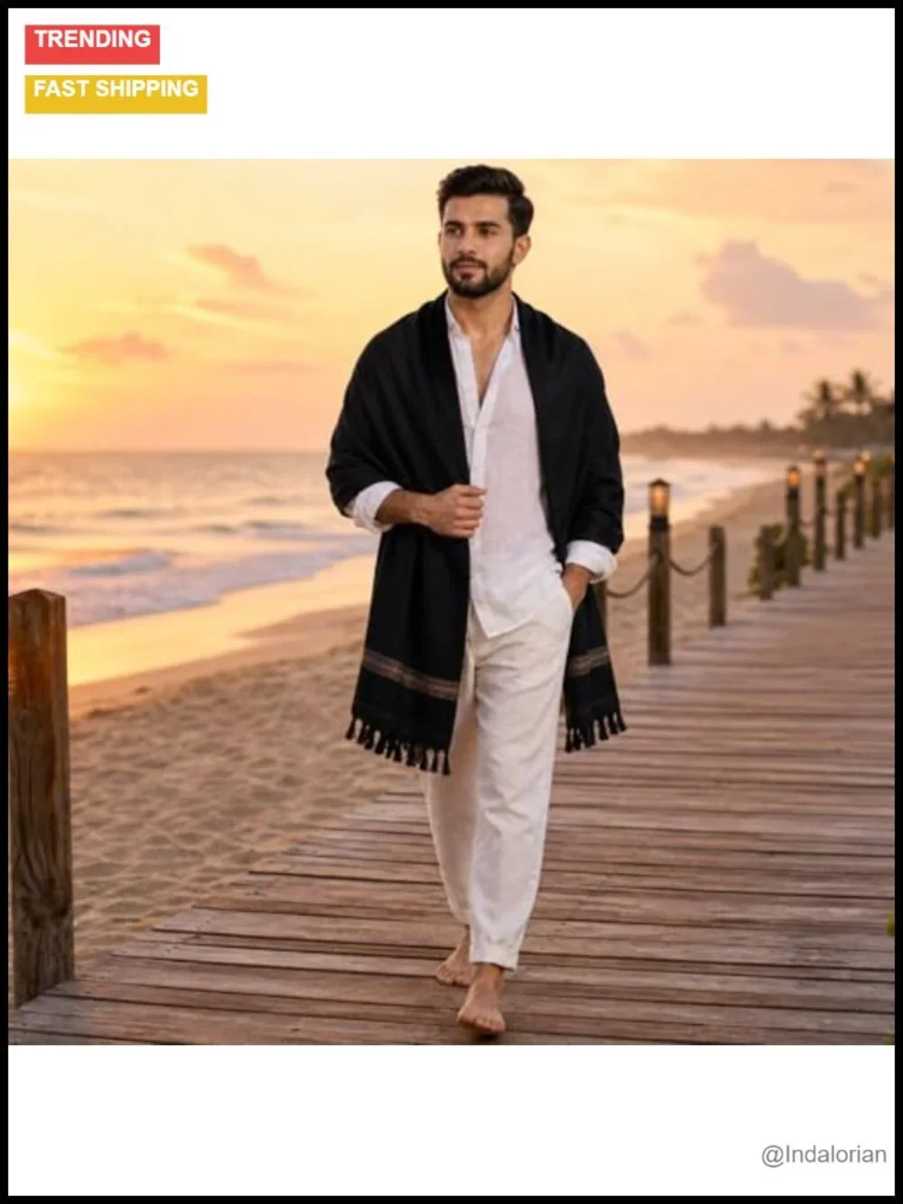 Oversized Lightweight Cashmere Feel Scarf - Travel Wrap for Men